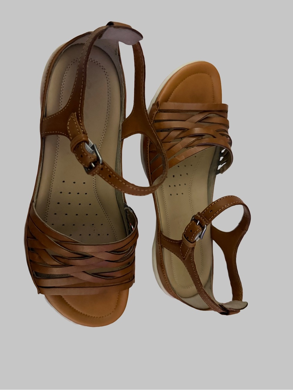 Women's Ecco Brown Leather Strappy Slingback Sandals